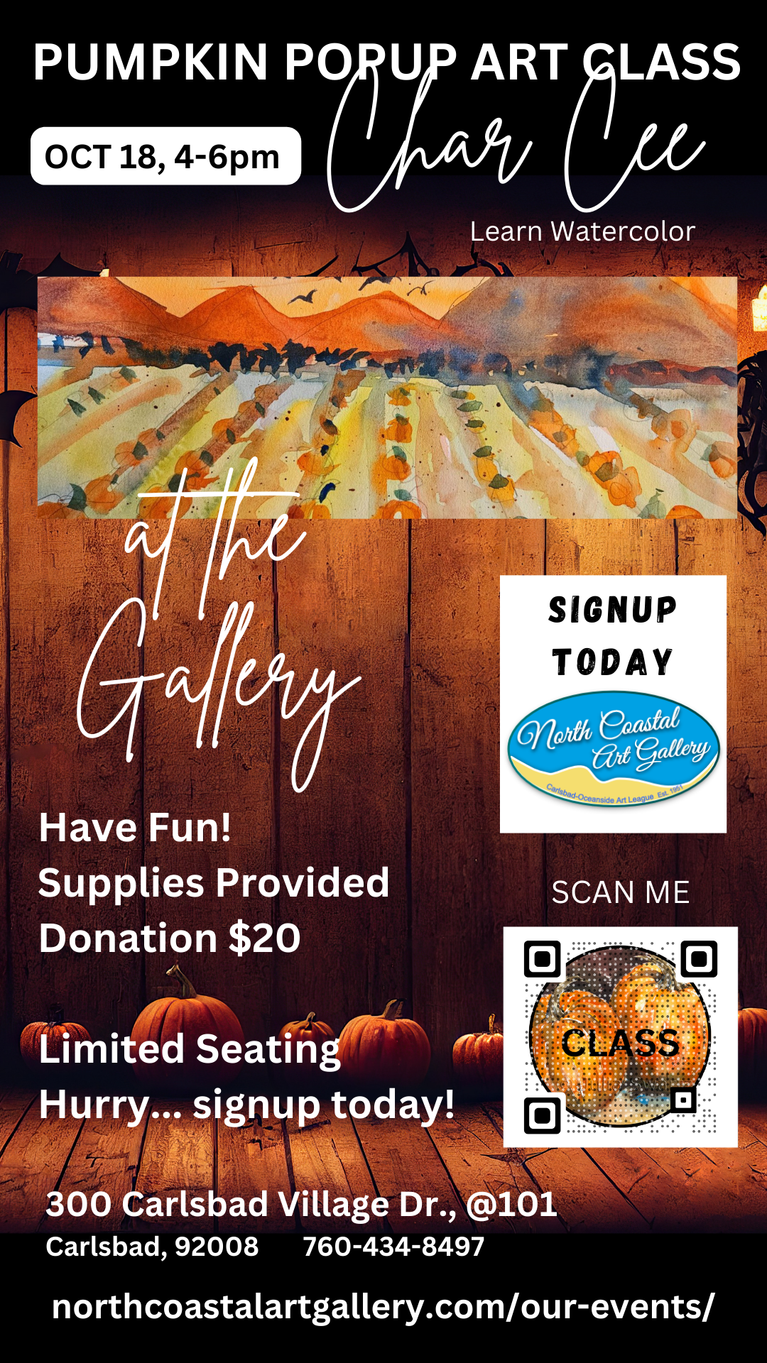 Pumpkin Pop-up Art Class flyer