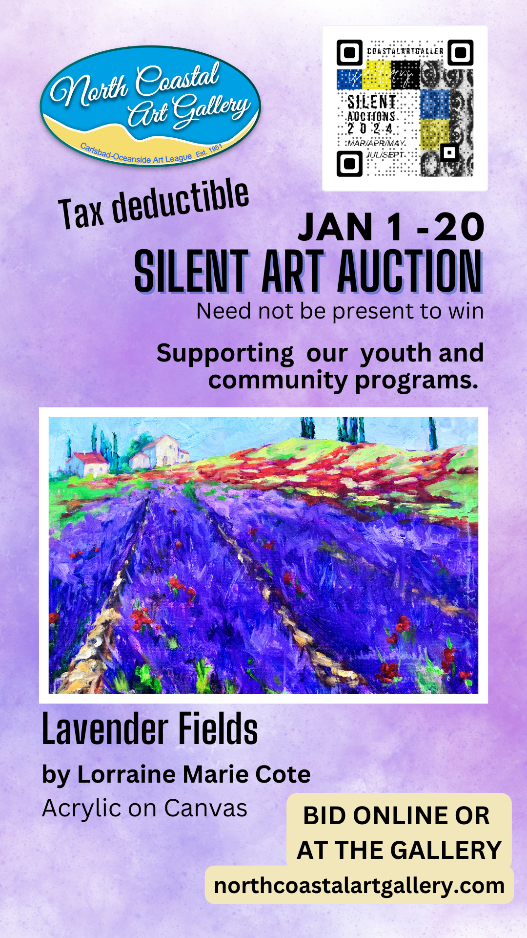 Silent Art Auction to Support Youth Art Program flyer